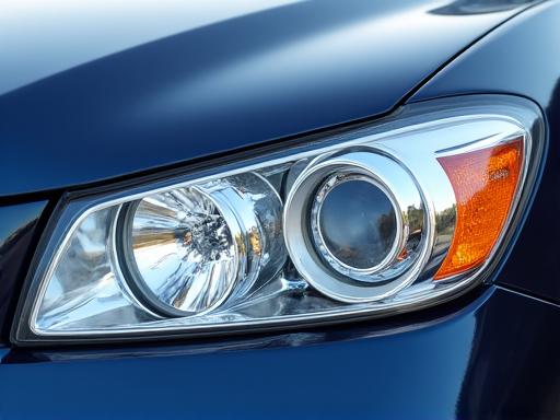 The same headlight, now crystal clear after restoration.