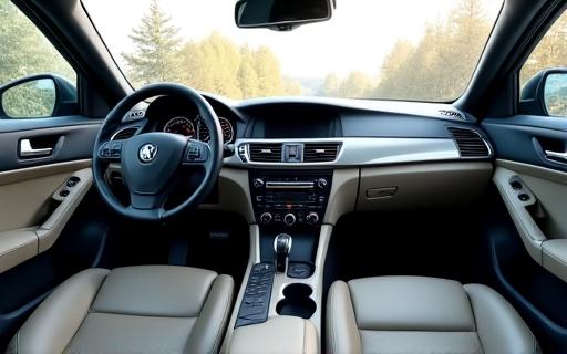 A clean car interior showing the dashboard and vacuumed seats.